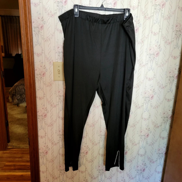 Boomchic Black Dress Pants with Pearl Accent Hem Slit 3X - Picture 1 of 7